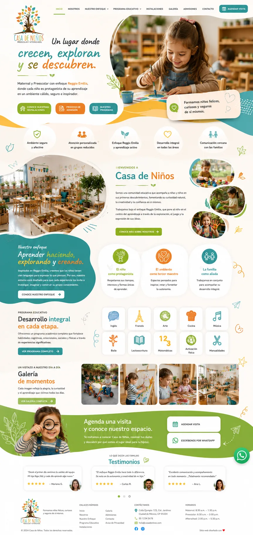 Ejemplo visual de un sitio de comunidad educativa